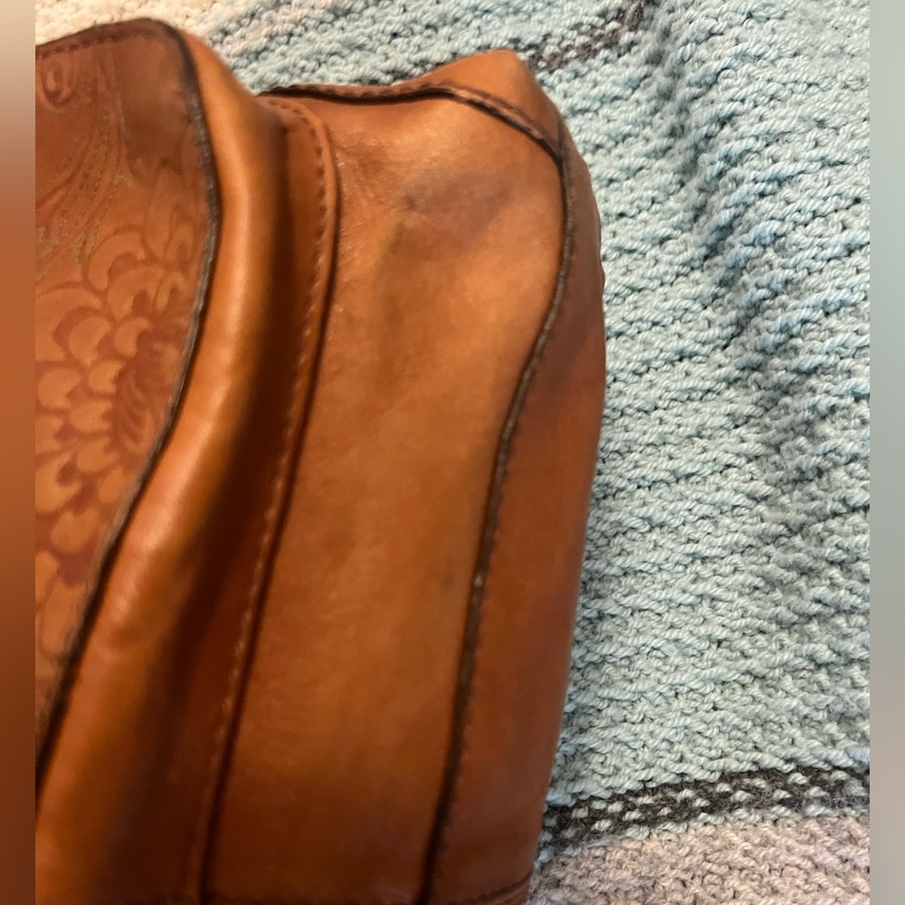 Fossil Sasha Floral Tooled Leather Crossbody Bag - British Tan - Picture 7 of 11